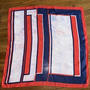 Vintage 60s/70s E.S. Sutton red, white & blue semi sheer rayon scarf‎